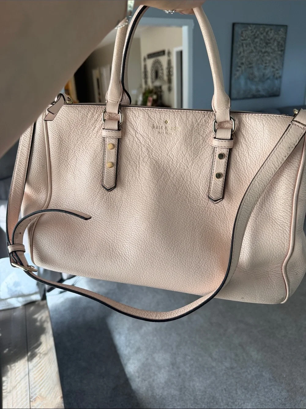 kate spade Blush Pink Pebbled Leather Satchel with Gold Hardware